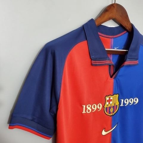 Camisa Barcelona 100 Anos Retrô 1999 Azul e Grená - Nike