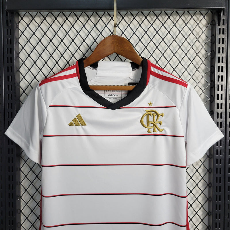 Kit Infantil Flamengo II 23/24 Adidas - Branco e Dourado