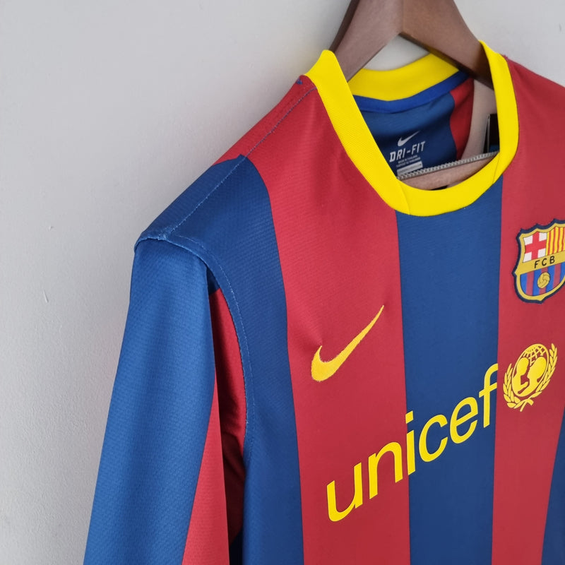 Camisa Manga Longa Barcelona 10/11 Nike - Grená