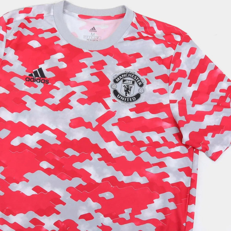 Camisa Pré-jogo Manchester United 21/22 Adidas - Branco e Vermelho
