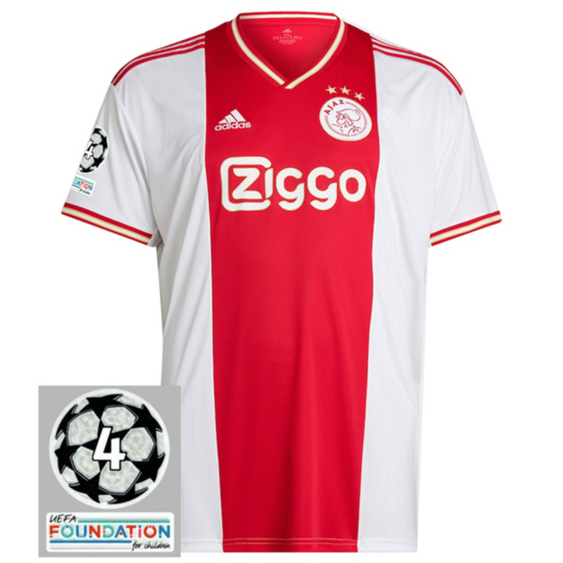 Camisa Ajax I [Patch Champions League] 21/22 Adidas - Branco e Vermelho