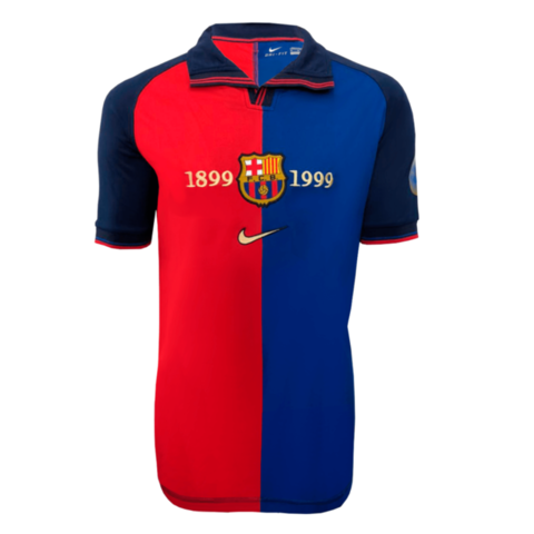 Camisa Barcelona 100 Anos Retrô 1999 Azul e Grená - Nike