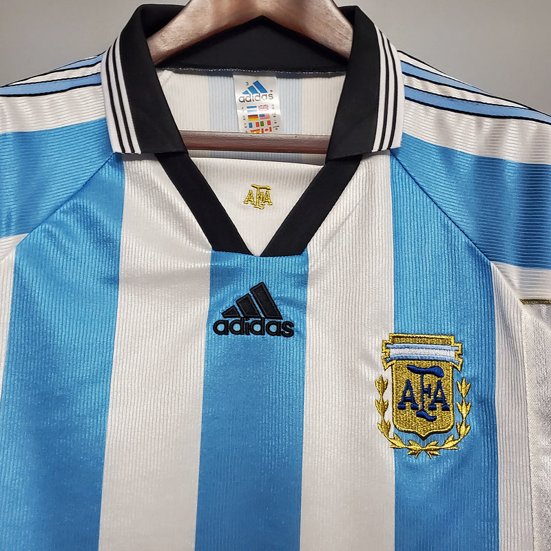 Camisa Seleção Argentina Retrô 1998 Azul e Branca - Adidas