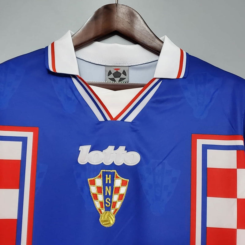 Camisa Croácia Retrô 1998 Azul, Vermelha e Branca - Lotto