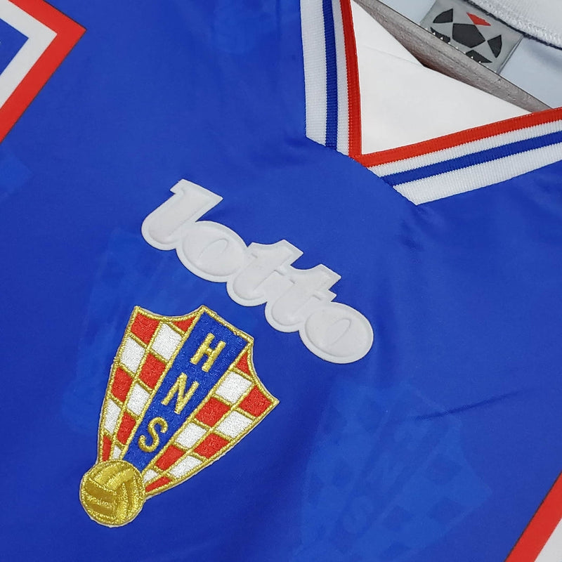 Camisa Croácia Retrô 1998 Azul, Vermelha e Branca - Lotto