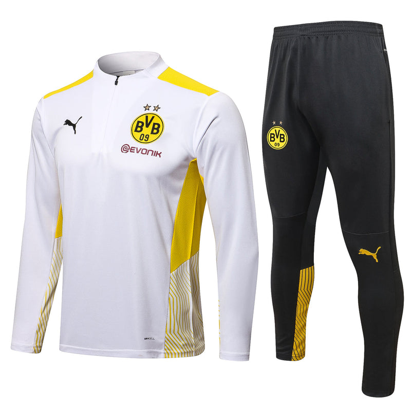 Conjunto Borussia Dortmund 21/22 Branca - Puma - Com Ziper
