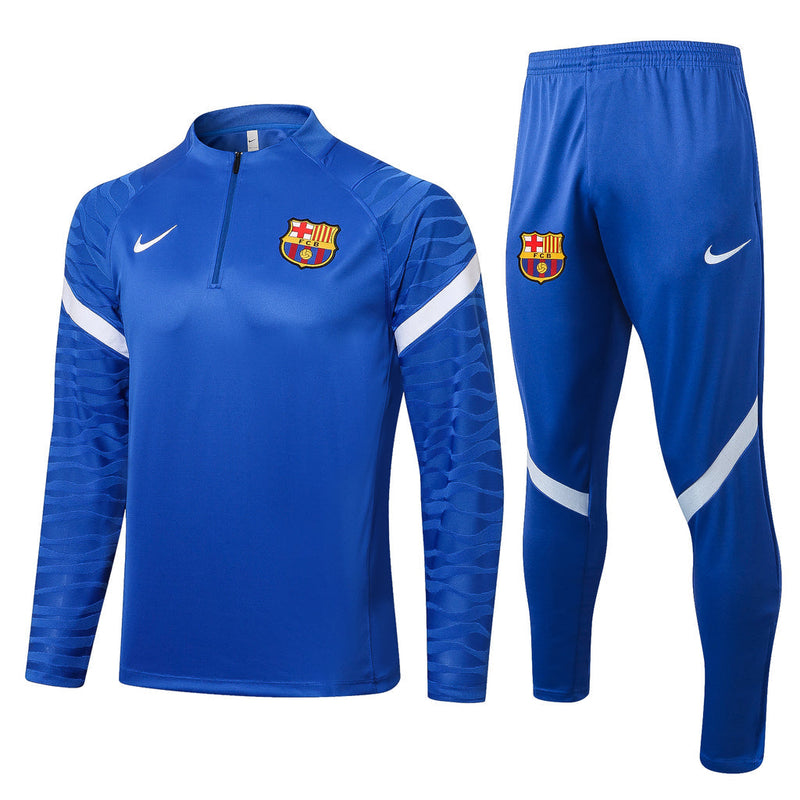 Conjunto Barcelona 21/22 Azul - Nike - Com Ziper