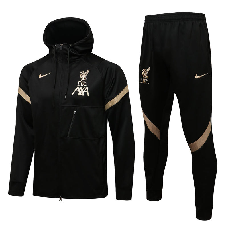 Conjunto Liverpool 21/22 Preta - Nike - Com Capuz