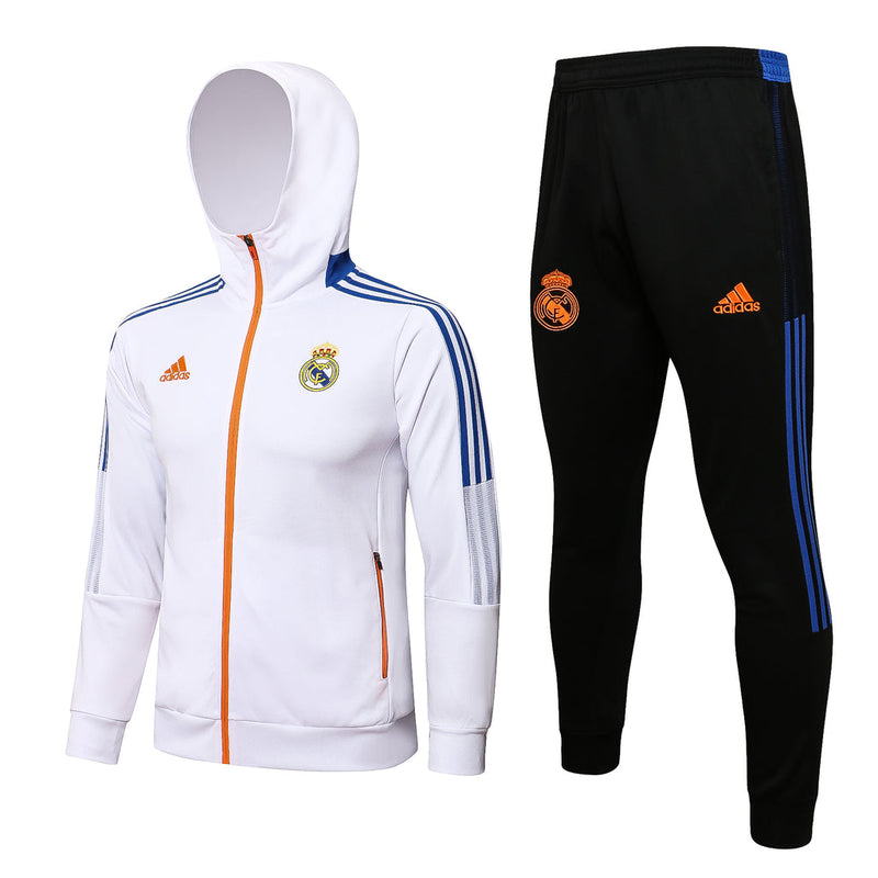 Conjunto Real Madrid 21/22 Branca - Adidas - Com Capuz